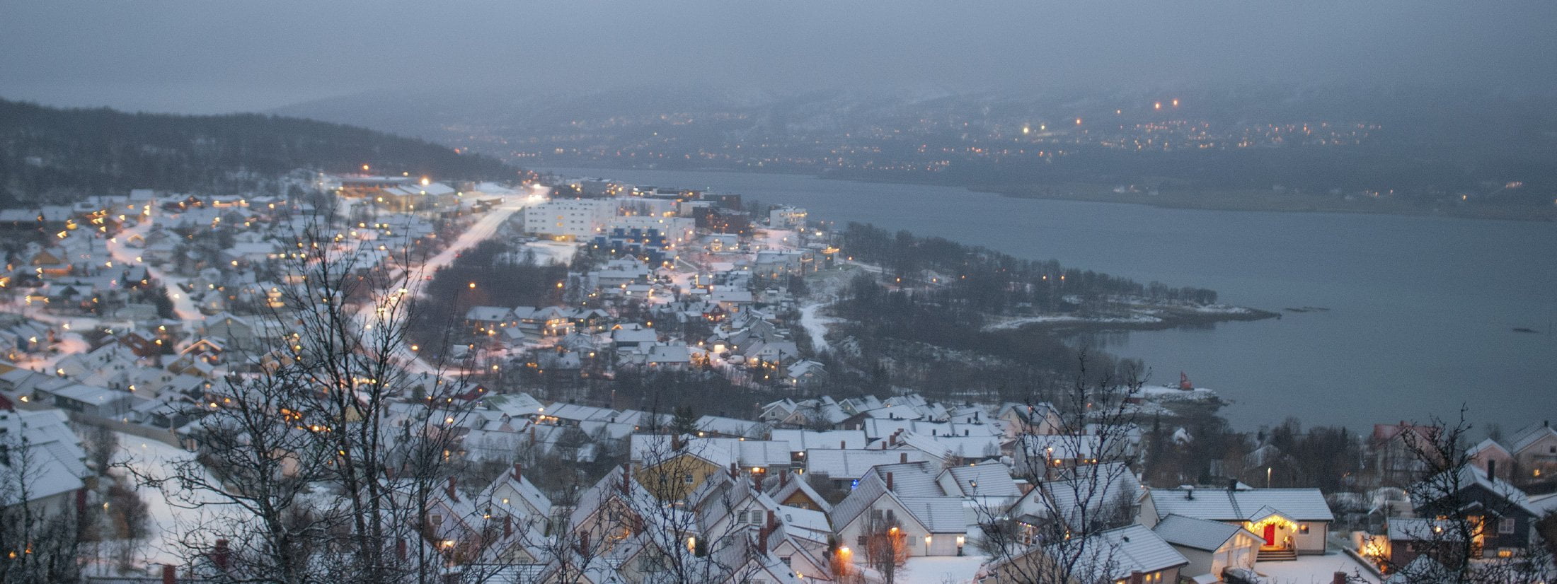 Tromso city during polar night